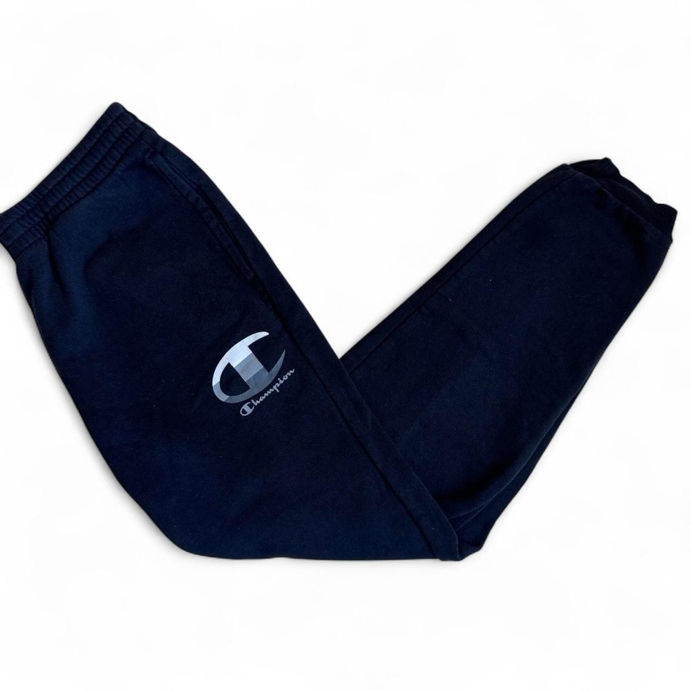 Boys Champion Warmup Slim Fit Fleece Workout Pants Black/White Size Large